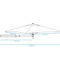 ACAZA Muurparasol Vierkant - 200x200cm - met muurbevestiging - Ecru - Gebroken wit