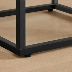 Nachtkastjes|Nachtkastjes-Merkloos Nachtkastje - Nachtkastjes industrieel - Hout en gehard glas - Zwart