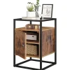 Merkloos Nachtkastje - uit hout en gehard glas - met kast - industriële stijl - Bruin