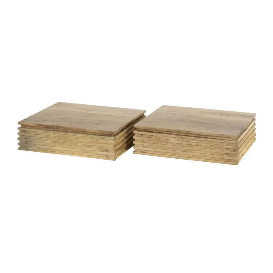 Giga Living Nachtkastje Naturel Acaciahout - Set van 2 - 30x25x8cm