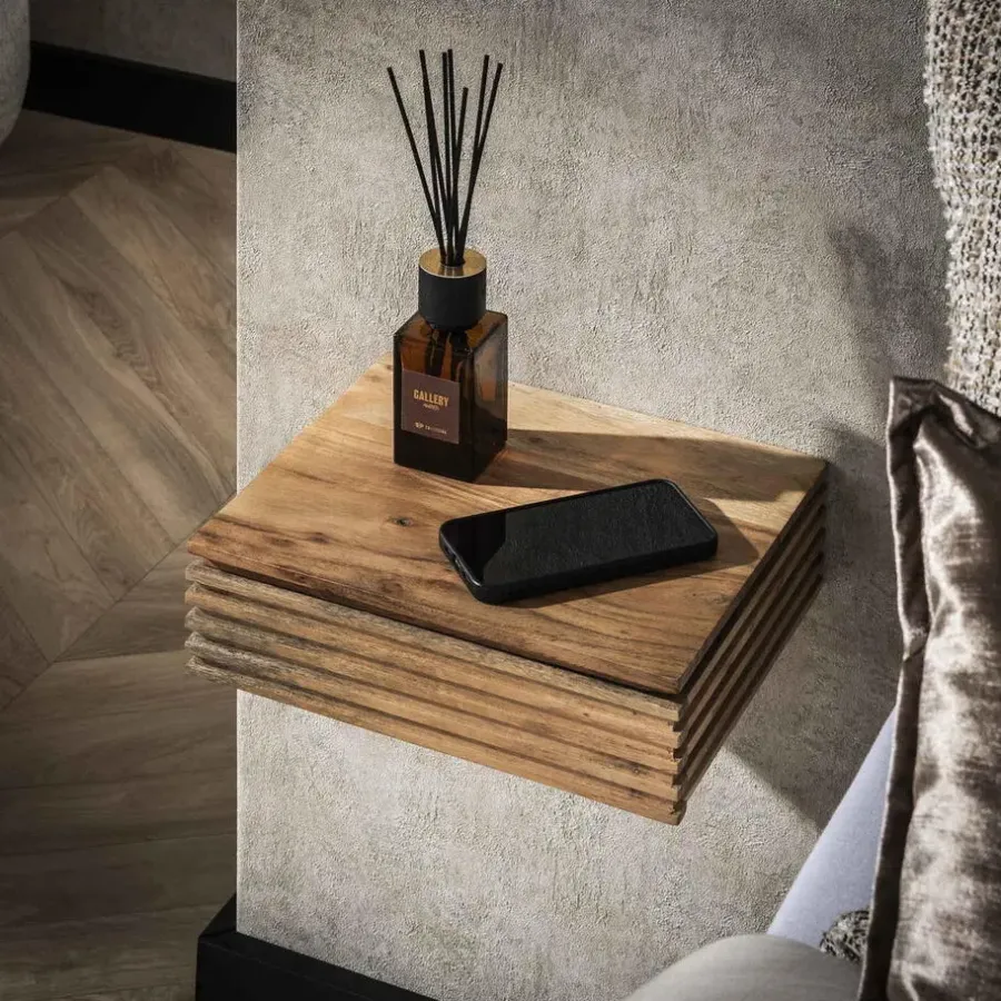 Giga Living Nachtkastje Naturel Acaciahout - Set van 2 - 30x25x8cm