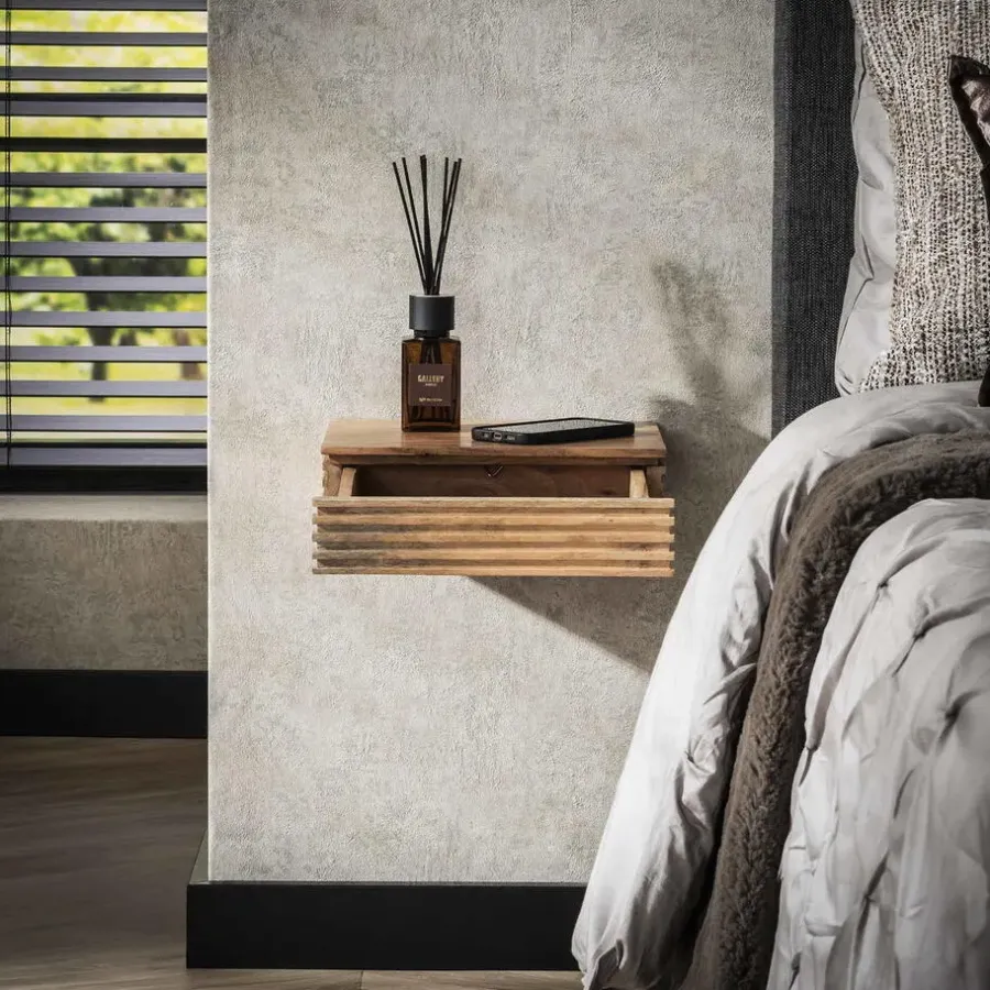 Giga Living Nachtkastje Naturel Acaciahout - Set van 2 - 30x25x8cm