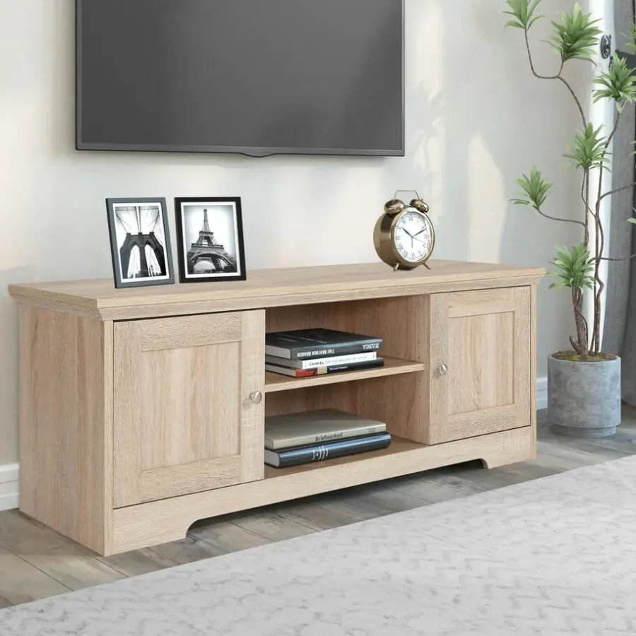 Tv Meubels-Loft24 Nanna - TV-meubel met 2 deuren in eiken effect