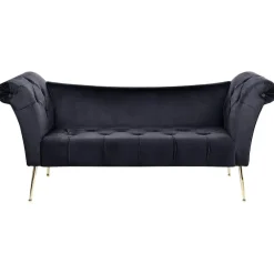 Loveseats-Beliani NANTILLY - Chaise longue - Zwart - Fluweel
