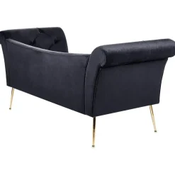 Loveseats-Beliani NANTILLY - Chaise longue - Zwart - Fluweel