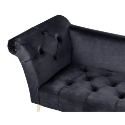 Loveseats-Beliani NANTILLY - Chaise longue - Zwart - Fluweel