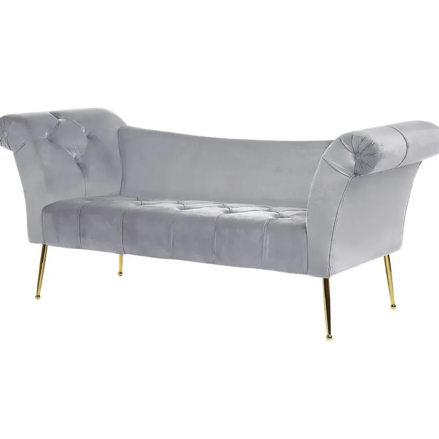 Beliani NANTILLY - Chaise longue - Grijs - Symmetrisch - Fluweel