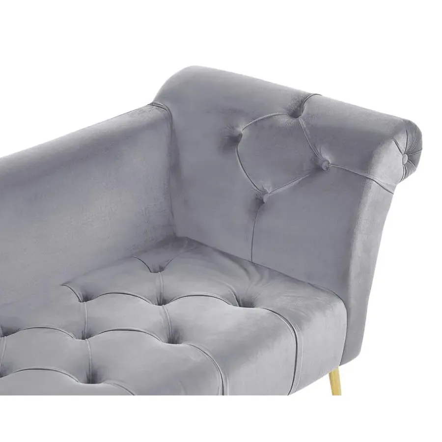 Beliani NANTILLY - Chaise longue - Grijs - Symmetrisch - Fluweel