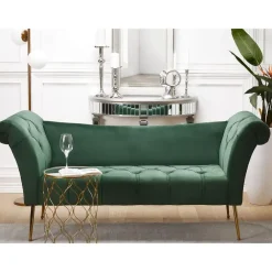 Loveseats-Beliani NANTILLY - Chaise longue - Groen - Symmetrisch - Fluweel