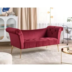 Beliani NANTILLY - Chaise longue - Rood - Fluweel