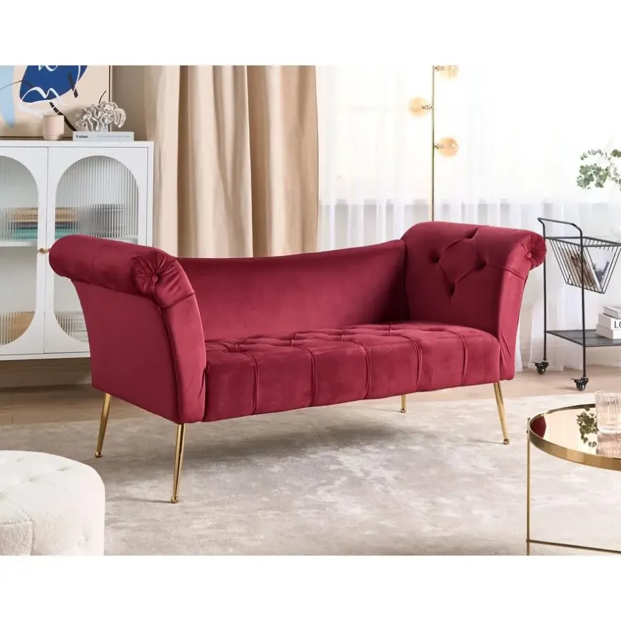 Beliani NANTILLY - Chaise longue - Rood - Fluweel