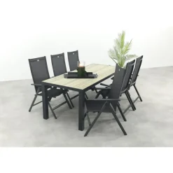 Tuinsets-Hartman Napoli/Nola verstelbare tuinset 210x90 cm. - Antraciet/Houtlook