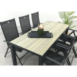 Tuinsets-Hartman Napoli/Nola verstelbare tuinset 210x90 cm. - Antraciet/Houtlook