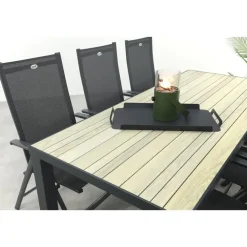 Tuinsets-Hartman Napoli/Nola verstelbare tuinset 210x90 cm. - Antraciet/Houtlook