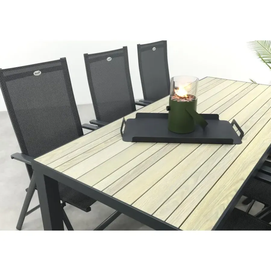 Tuinsets-Hartman Napoli/Nola verstelbare tuinset 210x90 cm. - Antraciet/Houtlook