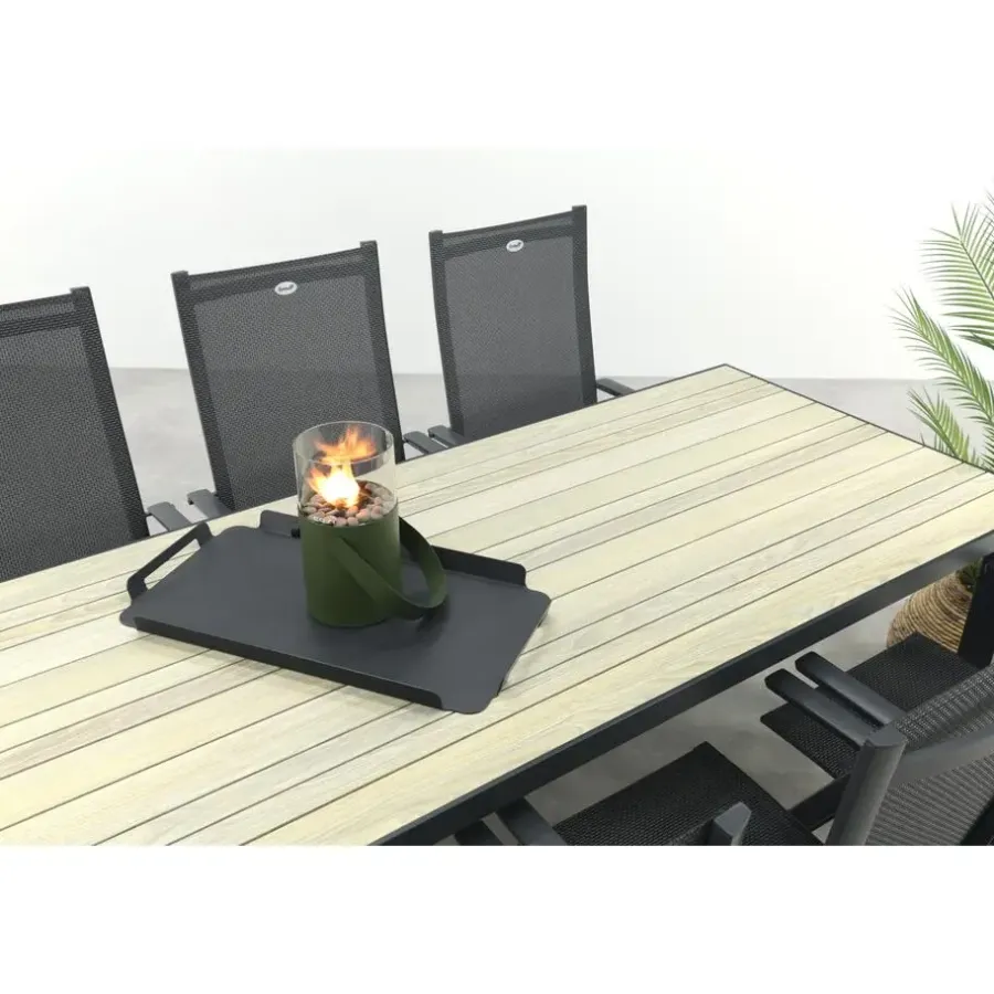 Tuinsets-Hartman Napoli/Nola verstelbare tuinset 210x90 cm. - Antraciet/Houtlook