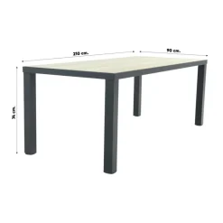 Tuinsets-Hartman Napoli/Nola verstelbare tuinset 210x90 cm. - Antraciet/Houtlook