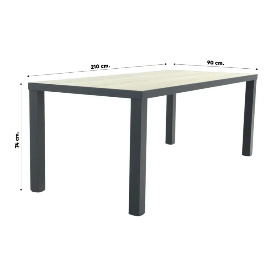 Tuinsets-Hartman Napoli/Nola verstelbare tuinset 210x90 cm. - Antraciet/Houtlook