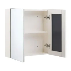 Spiegelkasten-Beliani NAVARRA - Badkamermeubel - Wit/Zilver - Multiplex