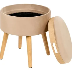 Beliani NEELY - Hocker - Beige - Fluweel