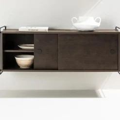 Wandkasten-Leen Bakker Nest living Marcus Hangende Houten Wandkast Walnoot - 122 x 35 cm