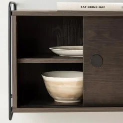 Wandkasten-Leen Bakker Nest living Marcus Hangende Houten Wandkast Walnoot - 122 x 35 cm