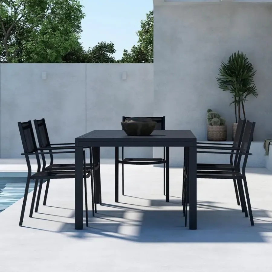 Tuintafels-Leen Bakker Nest outdoor Grace Uitschuifbare Tuintafel Zwart - 160 tot 240 x 100 cm