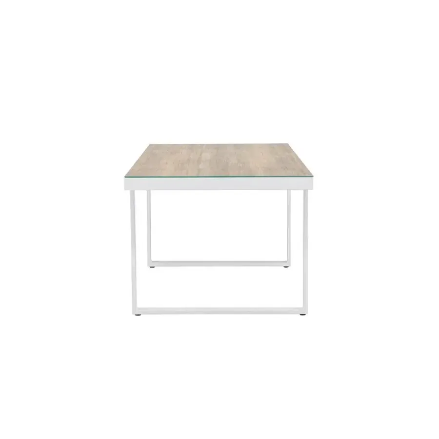 Tuintafels-Leen Bakker Nest outdoor Mathijs Tuintafel Aluminium Wit - met Glazen Tafelblad