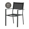 Tuinstoelen-Leen Bakker Nest outdoor Narda aluminium tuinstoel zwart - met armleuningen - set van 4