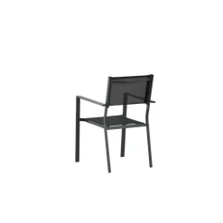 Tuinstoelen-Leen Bakker Nest outdoor Narda aluminium tuinstoel zwart - met armleuningen - set van 4