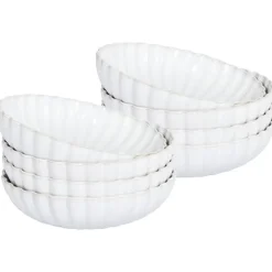 Serviessets-Leen Bakker NETTLE - Diepe borden set van 8 - Wit - Steengoed