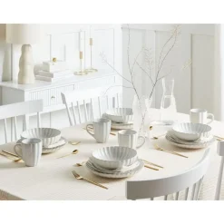 Serviessets-Leen Bakker NETTLE - Dinerborden set van 8 - Wit - Steengoed