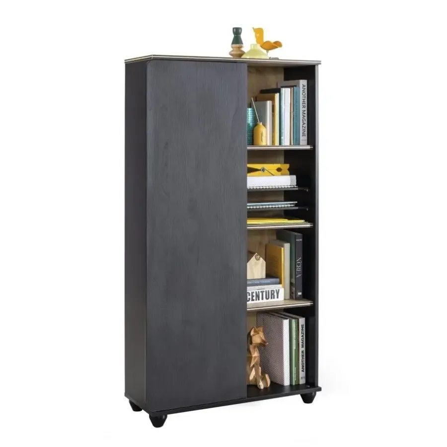 Boekenkasten|Boekenkasten-Leen Bakker New York Compact boekenkast kast zwart tienerkamer