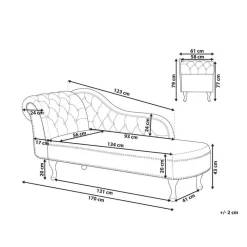 Loveseats-Beliani NIMES - Chaise longue - Beige - Linkerzijde - Polyester