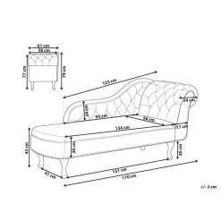 Loveseats-Beliani NIMES - Chaise longue - Blauw - Rechterzijde - Fluweel