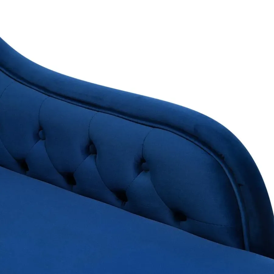 Beliani NIMES - Chaise longue - Blauw - Linkerzijde - Fluweel