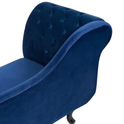 Beliani NIMES - Chaise longue - Blauw - Linkerzijde - Fluweel