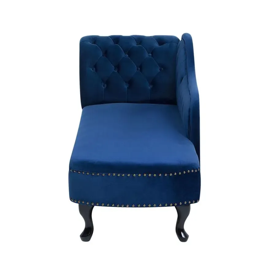 Beliani NIMES - Chaise longue - Blauw - Linkerzijde - Fluweel