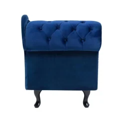 Beliani NIMES - Chaise longue - Blauw - Linkerzijde - Fluweel