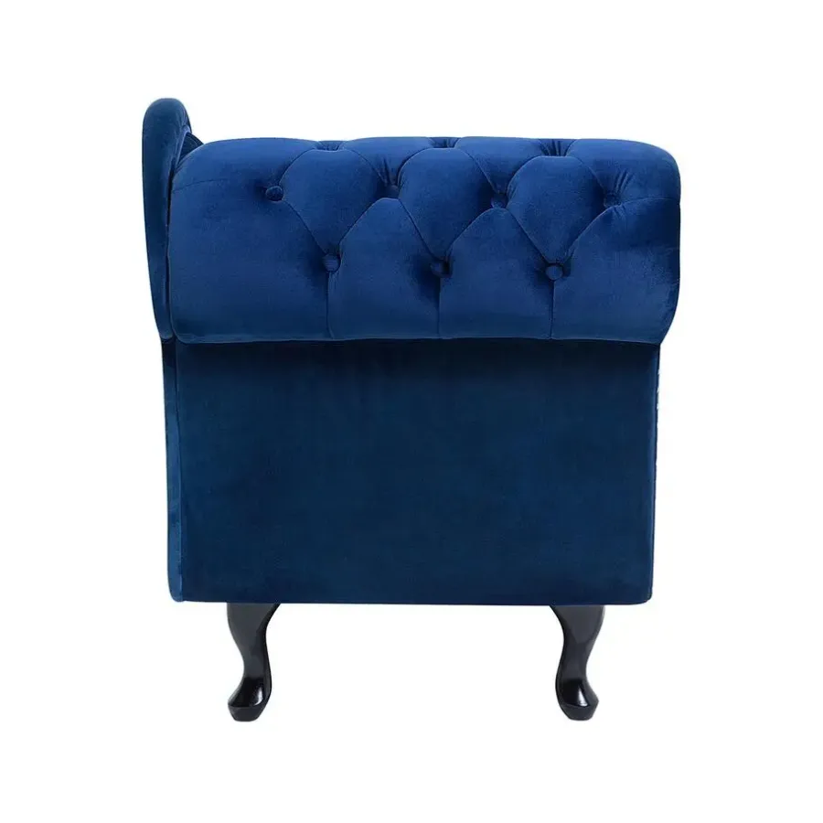 Beliani NIMES - Chaise longue - Blauw - Linkerzijde - Fluweel