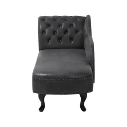 Loveseats-Beliani NIMES - Chaise longue - Grijs - Linkerzijde - Kunstleer