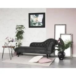 Beliani NIMES - Chaise longue - Grijs - Rechterzijde - Kunstsuède