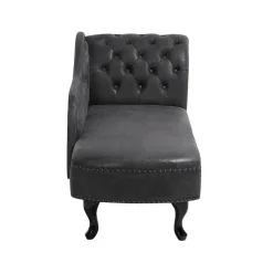 Beliani NIMES - Chaise longue - Grijs - Rechterzijde - Kunstsuède