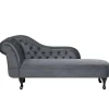 Loveseats-Beliani NIMES - Chaise longue - Grijs - Linkerzijde - Fluweel