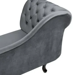 Loveseats-Beliani NIMES - Chaise longue - Grijs - Linkerzijde - Fluweel