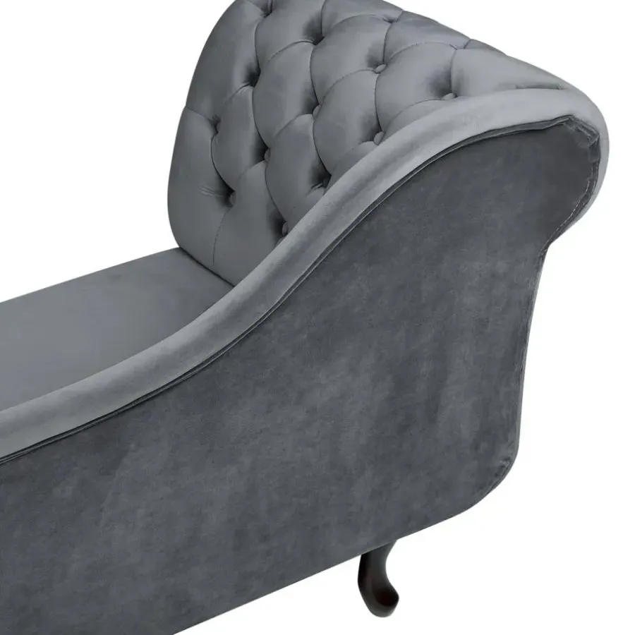 Loveseats-Beliani NIMES - Chaise longue - Grijs - Linkerzijde - Fluweel