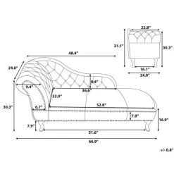 Loveseats-Beliani NIMES - Chaise longue - Grijs - Linkerzijde - Fluweel