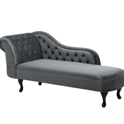Loveseats-Beliani NIMES - Chaise longue - Grijs - Linkerzijde - Fluweel