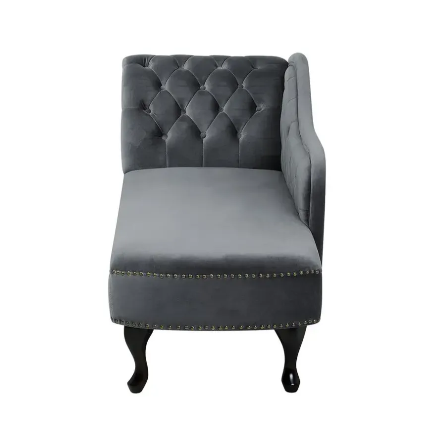 Loveseats-Beliani NIMES - Chaise longue - Grijs - Linkerzijde - Fluweel