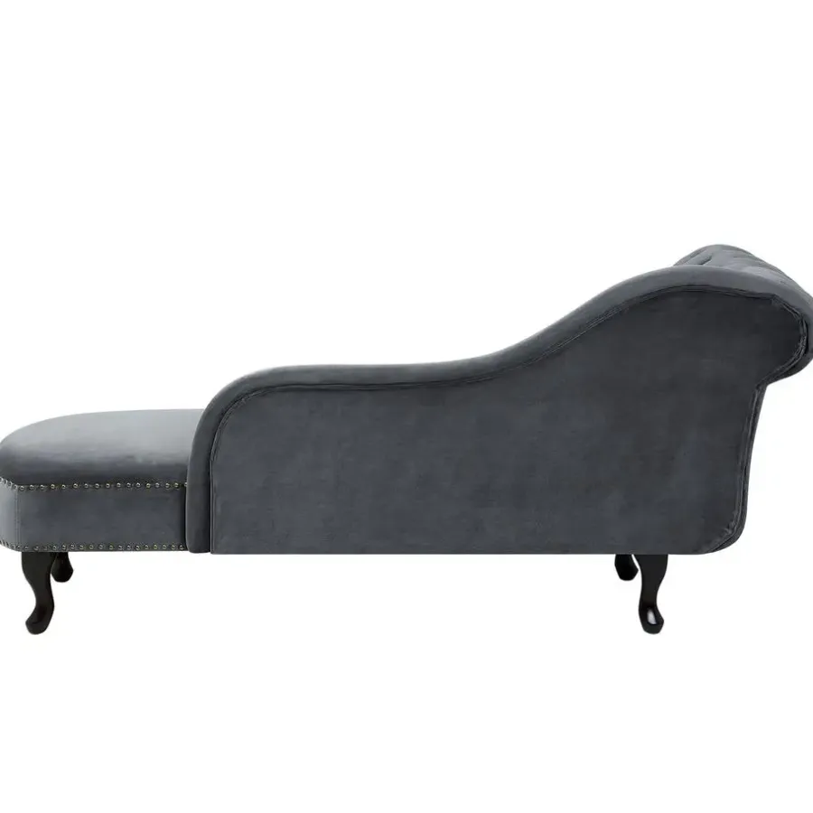 Loveseats-Beliani NIMES - Chaise longue - Grijs - Linkerzijde - Fluweel